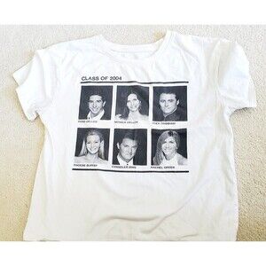 Friends Class of 2004 Short Sleeve White Shirt Women's Medium 100% Cotton